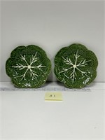 Bordallo Pinheiro Green Cabbage Plates Portugal