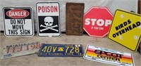 Cardboard signs and license plates