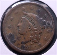 1837 LARGE CENT VG