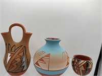 3 signed southwest pottery vases