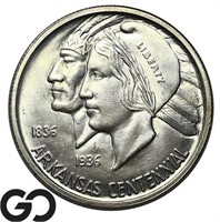 1936 Arkansas Commemorative 50c, Solid Gem BU