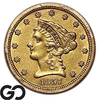 1857-S $2.5 Gold Liberty Quarter Eagle, Choice AU