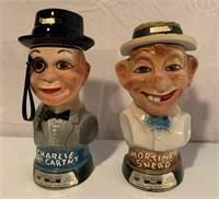 Lot of 2 Jim Beam Ventriloquist Doll Decanters