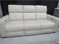 Cream Leather Couch w/Two Reclining Sections