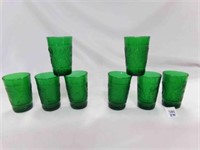 (8) Anchor Hocking Forest Green Juice Glasses &