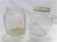 (2) Old Glass Canister Jars (1) with Lid