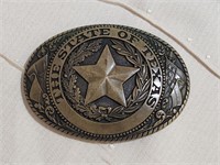 "THE STATE OF TEXAS" SOLID BRASS BELT BUCKLE...