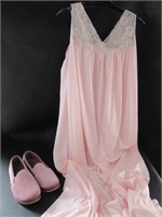 Long Lace Nightgown and Slippers