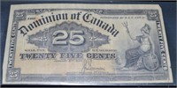 1900 Dominion Of Canada 25c Banknote