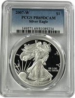 2007-W 1oz PROOF Silver Eagle PCGS PR69DCAM