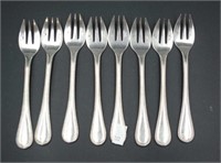 Set eight Christofle silver plate oyster forks