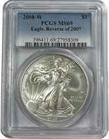 2008-W 1oz Burnished Silver Eagle PCGS MS69