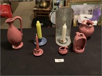 Bybee pottery items & candles/ holders