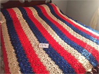 A Large Size Red, White & Blue Afghan