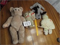 Vintage Teddy Bear, Rabbit & Puppy Stuffed Animal