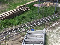 2 - Wooden extension ladders, 2 sections have