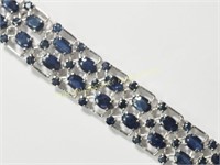 STERLING SILVER AND BLUE SAPPHIRE BRACELET
