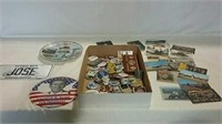 Postcards, buttons and miscellaneous