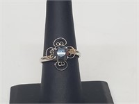 .925 Sterling Silver Gemstone Adjustable Ring