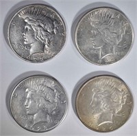 4 - PEACE DOLLARS: 1922-S & 1925 AU;