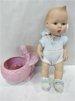 Vintage doll and children's planter