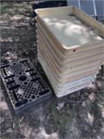 (10) plastic bins (26” x 18” x 3” )and five small