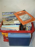 CRATE FILLED WITH MODEL RAILROADING MAGAZINES AND