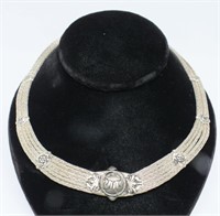 SPUN SILVER COLORED COLLAR NECKLACE