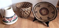Native American Woven Basket, Pottery by D. Redel.