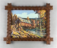 Folk Art Carved Frame with Paint-by-Numbers