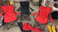 3 Camping chairs with cases