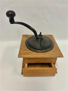 Antique Coffee Grinder. Cast Iron and wood.