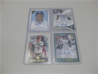 Four Signed Baseball Cards No COA