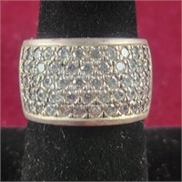 .925 Silver Ring with Clear Stones, sz 7.5,