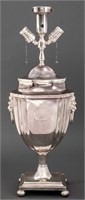 English Silver Plate Tea Urn Mounted Lamp