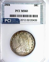 1824 Capped Bust 50c PCI MS-63 LISTS FOR $3150