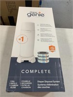 DIAPER GENIE COMPLETE PAIL AND THREE REFILLS AND