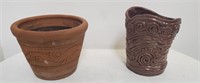 Two ceramic pots 8" x 9" and 10" x 8"