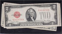 US Paper Money 4 Red Seal Notes, 1928G $2, 3 $5 Bi