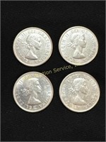 (4) 1964 Canada silver 50 cent coins