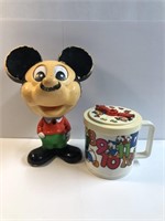 Vintage Talking Mickey Mouse Toy And Cup