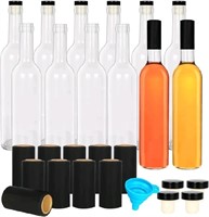 12 Pack 500 ml/16 oz Clear Glass Bottles With Cork