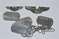Dog Tags of Ernest Huente and Bombardier Pins