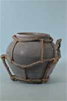 Pottery Planter Wrapped in Grapevine