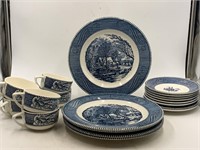 Vintage Currier and Ives dinnerware for the old