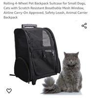 Rolling Pet Backpack, Black

*used, in good