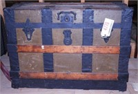 Lot #4770 - Antique flat top steamer trunk