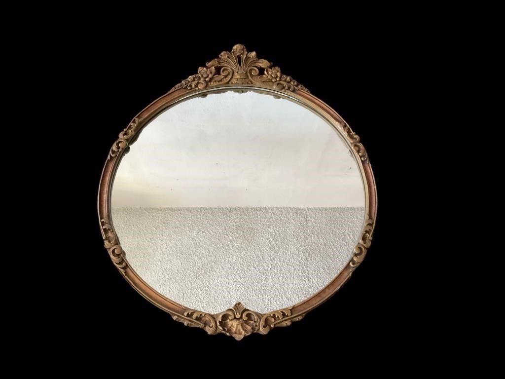 Antique Round Carved Guilt Mirror