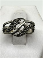 Sterling Silver Fancy Marcasite Ring