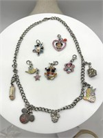 Walt Disney Charm Pendant Necklace w/ Charms